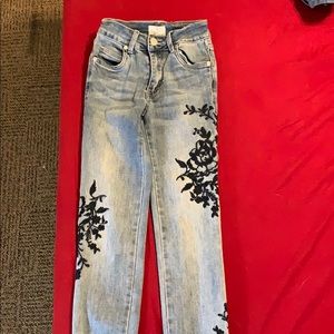 Floral high waisted jeans